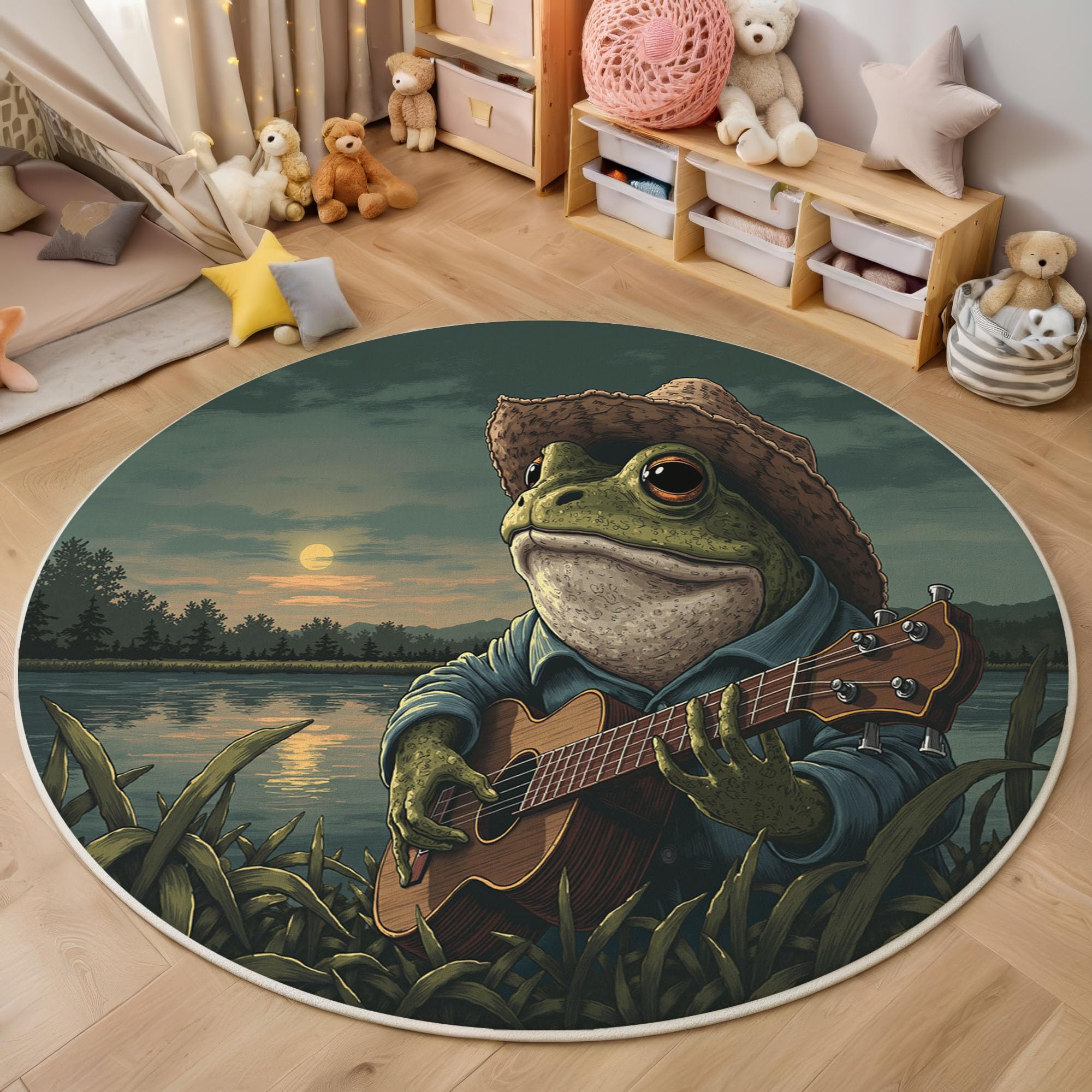 Tapis de salon lavable et antidérapant avec motif grenouille
