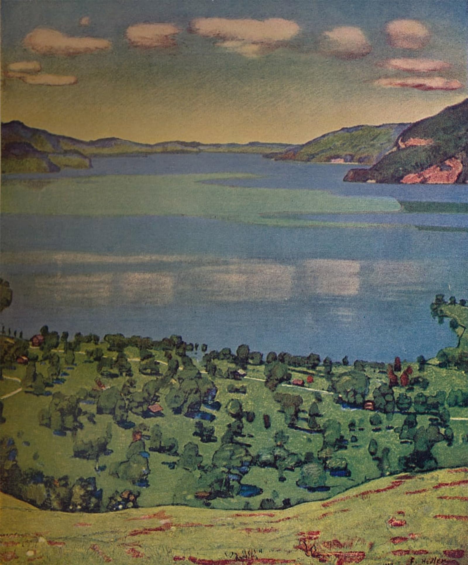Pintura de alta calidad Lago di Thun Ferdinand Hodler, lienzo decorativo duradero de 60x90cm 5