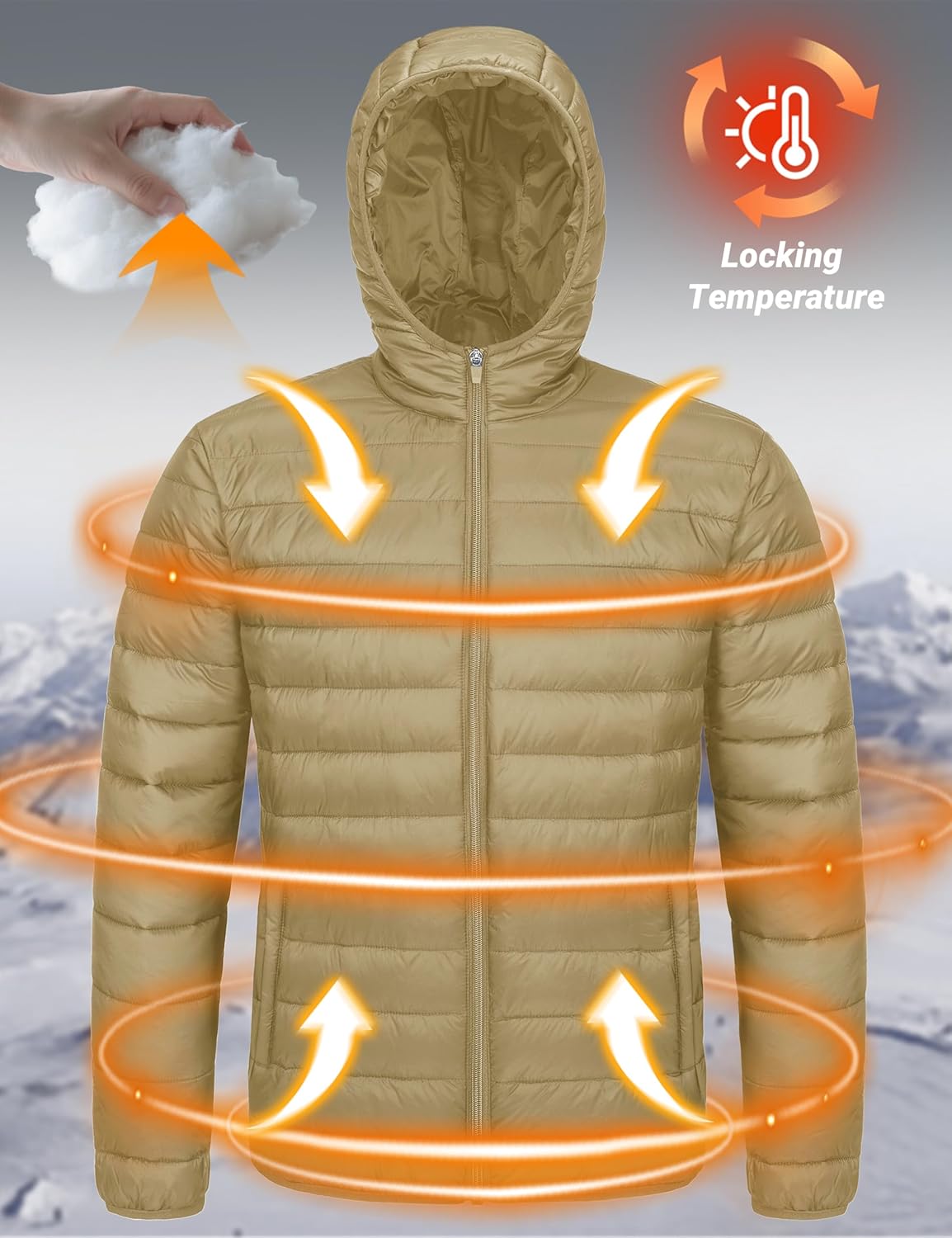 MAGCOMSEN Men’s Lightweight Puffer Jacket Hooded Warm Winter Coat Quilted Lined Water-Resistant Full Zip Bubble Jackets