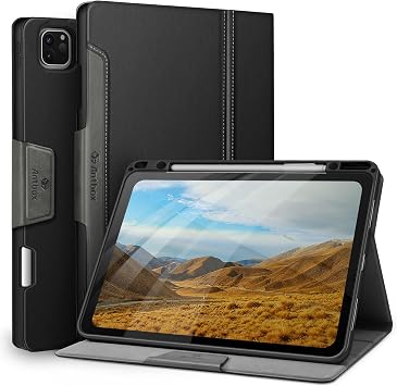 Antbox Case for iPad Pro 12.9 6th Generation 2022 5th/4th/3rd Generation 2021/2020/2018, Built-in Pencil Holder Auto Sleep/Wake Function PU Leather Smart Cover Black