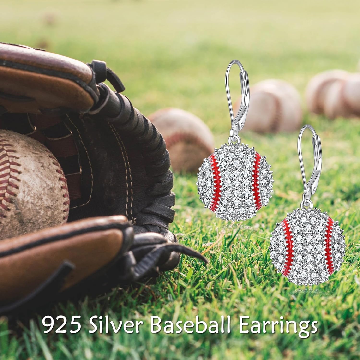 YFN Sports Jewelry Earrings 925 Sterling Silver Baseball Softball Basketball Rugby Football Tennis Volleyball Earrings for Women and Sports Fans Gifts - Image 5