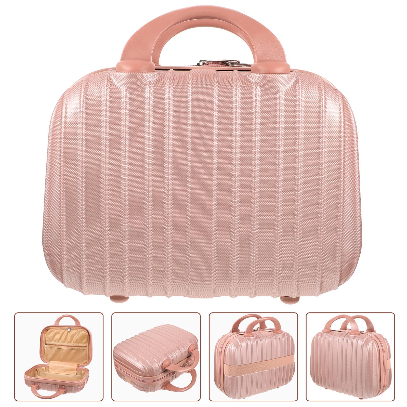 VILLCASE Borsa Portatrucchi Portatile Rosa Oro Contenitore Cosmetici Grande Capacità Maniglia Custodia Multifunzione per Viaggio e Uso Quotidiano