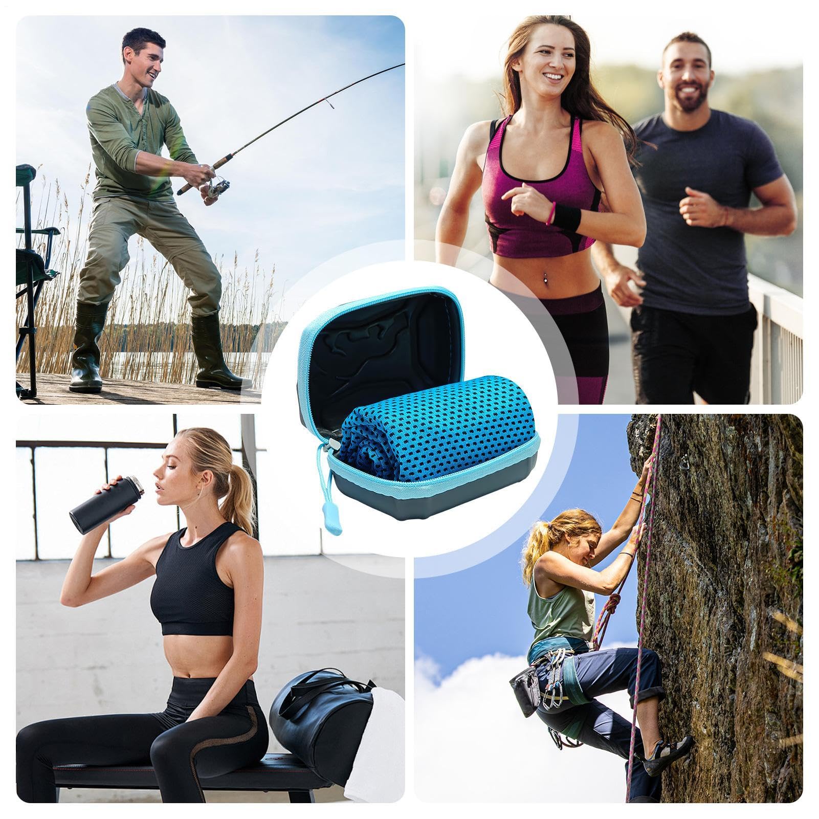 Kühlendes Handtuch Schnelltrocknend, 2 Stück Kühlhandtuch Cool Towel, Schweißabsorbierende Handtuch Für Sport Outdoor-Aktivitäten Fitness Yoga Angeln Radfahren Klettern(Mit EVA-Box)