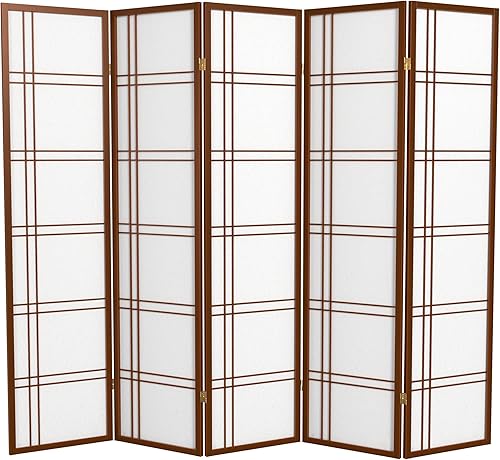 Miniatura 85 de Red Lantern Pantalla Shoji de doble cruz de 6 pies de alto, color blanco, 5 paneles Blanco,Negro