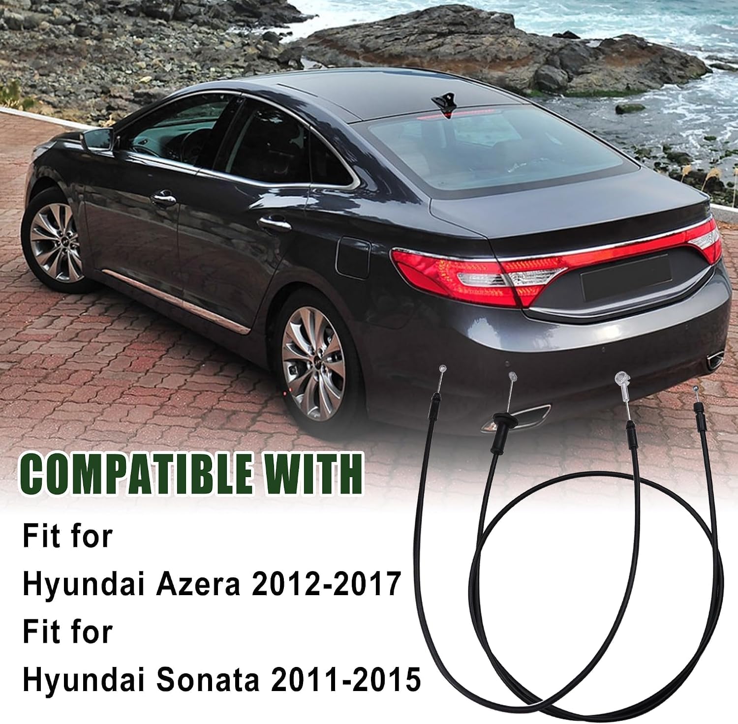 811903S000 Hood Latch Release Cable to Hood Lock＆Release Handle Assembly Fit for Hyundai Azera 2012-2017 Sonata 2011-2015 Replace 81190-3S100 Hood Lock Release Cable