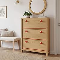 Vista 6 de HUAMULAN 15 pomos de cerámica roja brillante con botón de hongo redondo para gabinete, manijas de puerta, cajón de armario, armario, armario