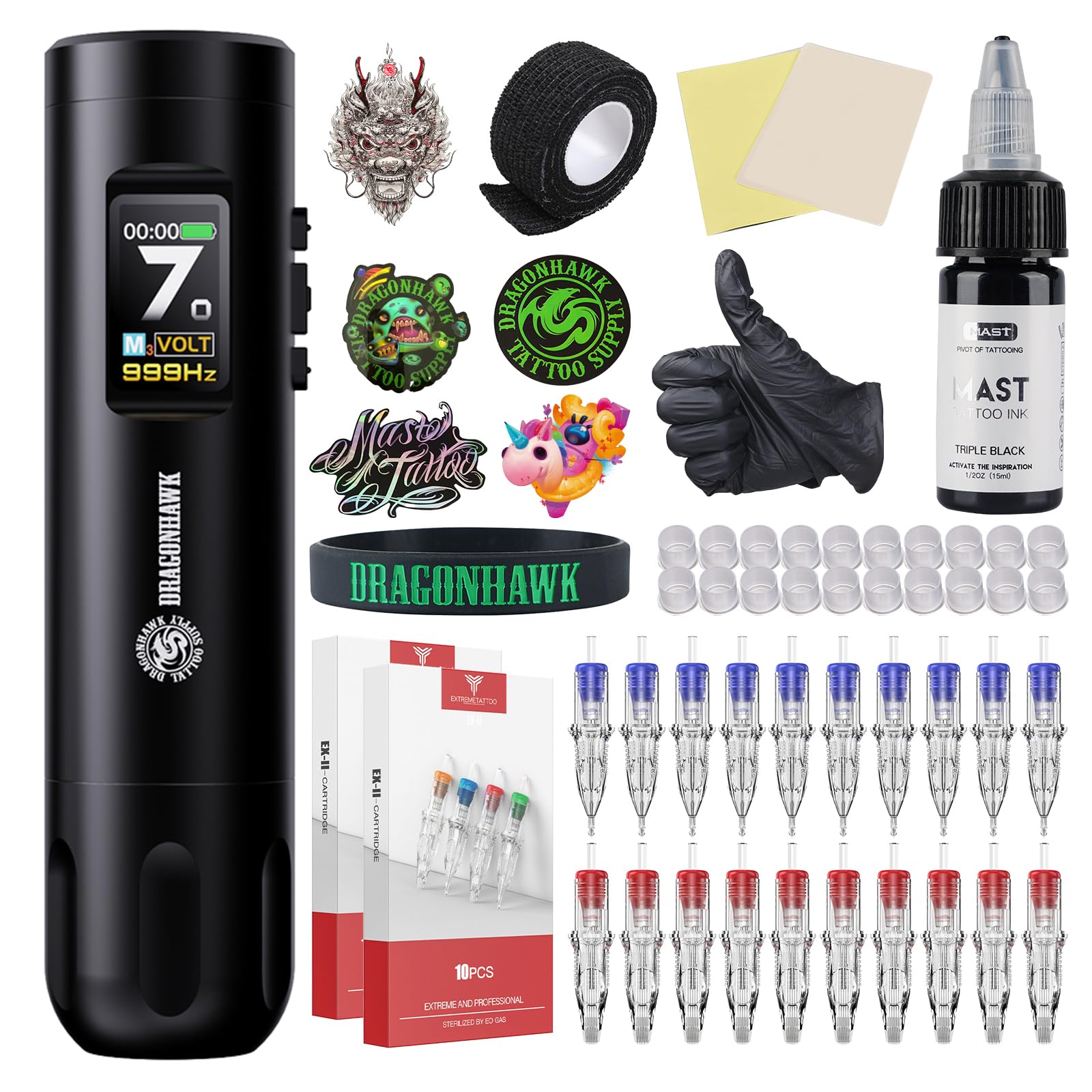 Amazon.com: Dragonhawk Tattoo Kit X7 Tattoo Gun Kit Pen Machine