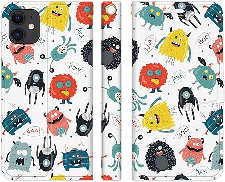 Amazon Co Jp Ruuu Iphone13promax 対応 手帳型 スマートフォン Iphoneケース カバー モンスター Type F おもしろ かわいい キャラクター 面白い おもしろい 可愛い ポップ 柄 モンスターズ 子供 キッズ 人気 携帯カバー ケース ダイアリー カラフル 動物 どうぶつ 怪獣