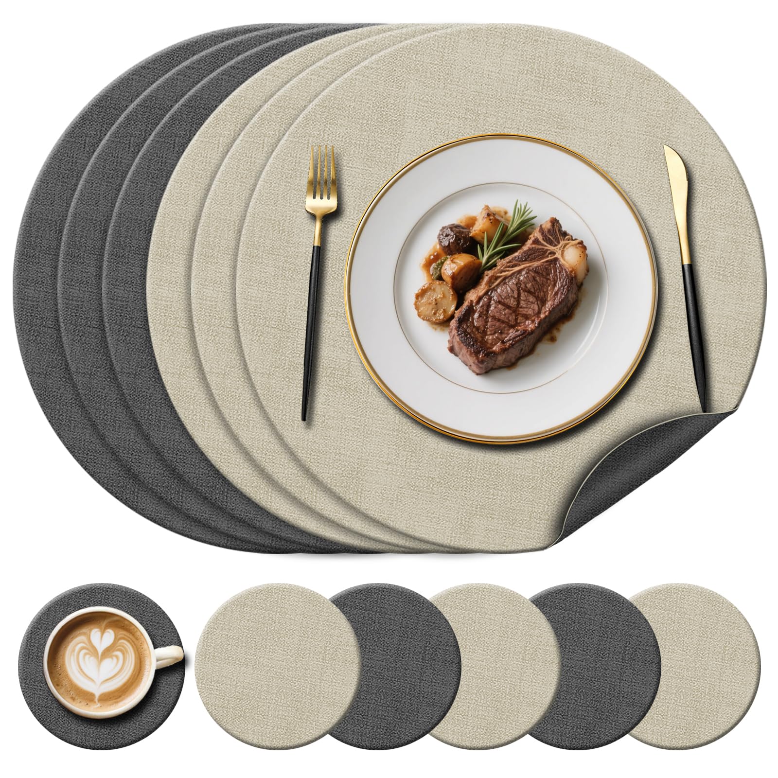 Set de table rond en cuir lavable pour protéger la table de la cuisine des taches