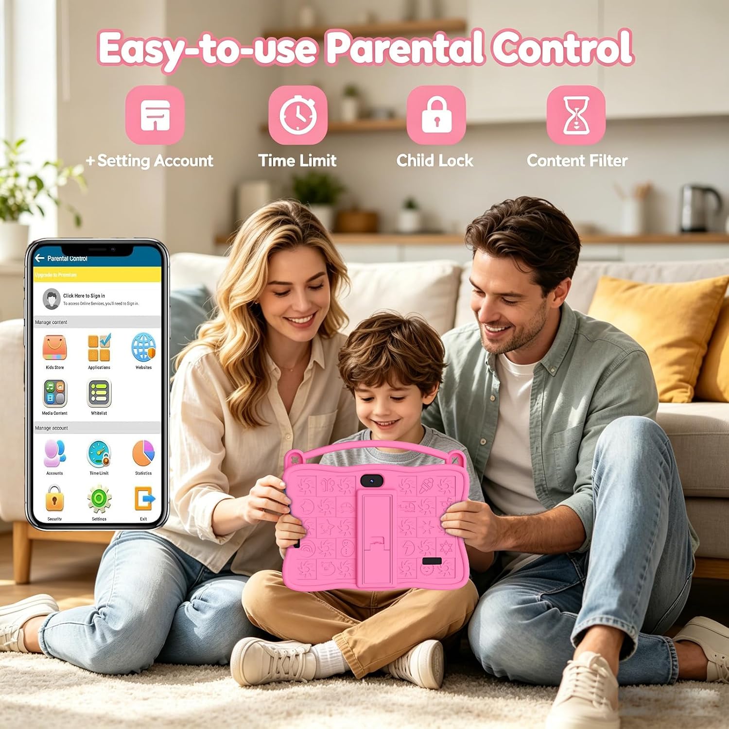 Kids Tablet 7 inch,HD IPS Screen,4GB RAM 32GB ROM,Lightweight Shockproof Case,Parental Control, with Dual Camera,WiFi, Bluetooth (Pink) image 5