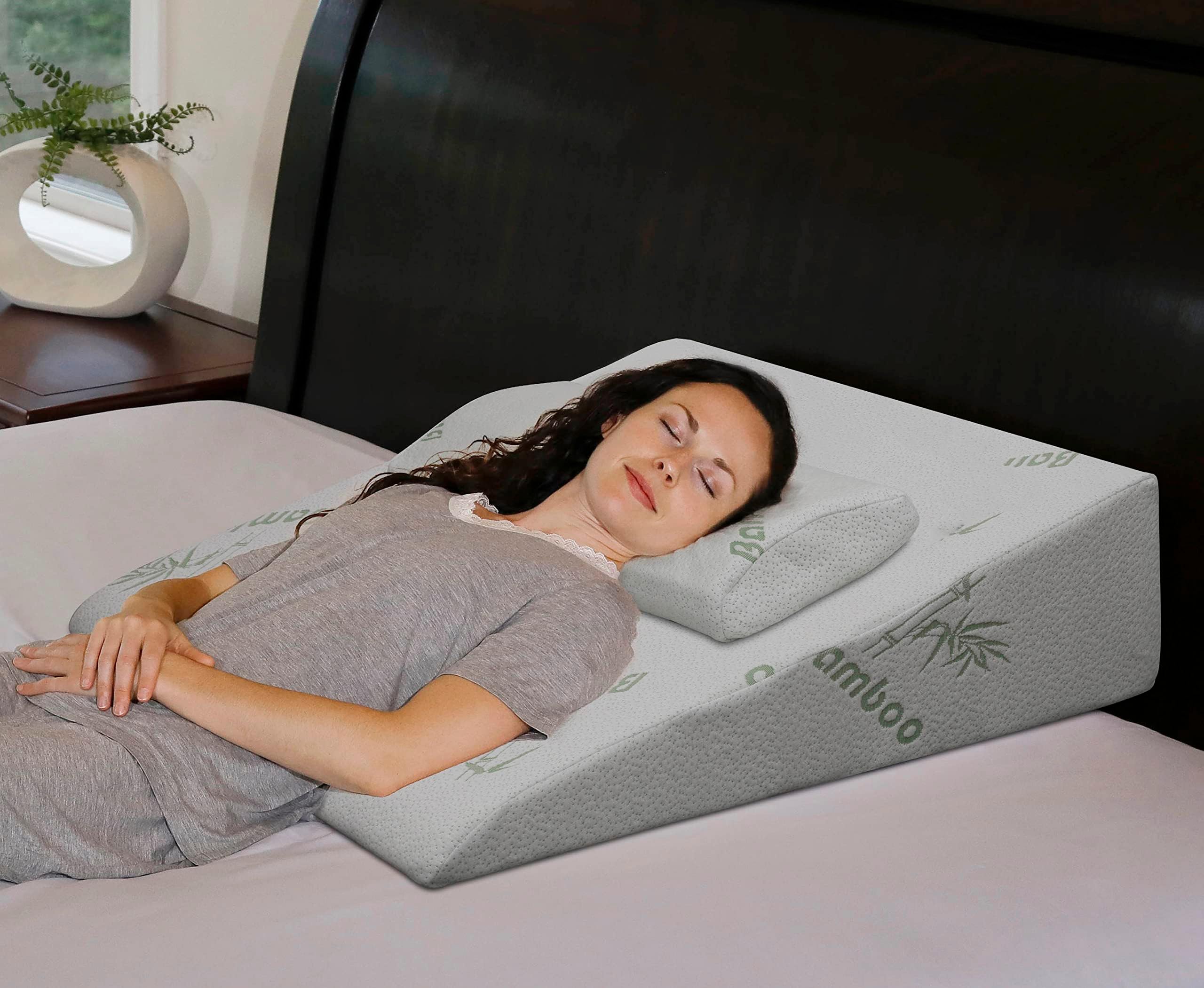 InteVision Extra-Large Foam Wedge Bed Pillow (33 x 30.5 x 7.5) with High Quality, Removable Cover by InteVision