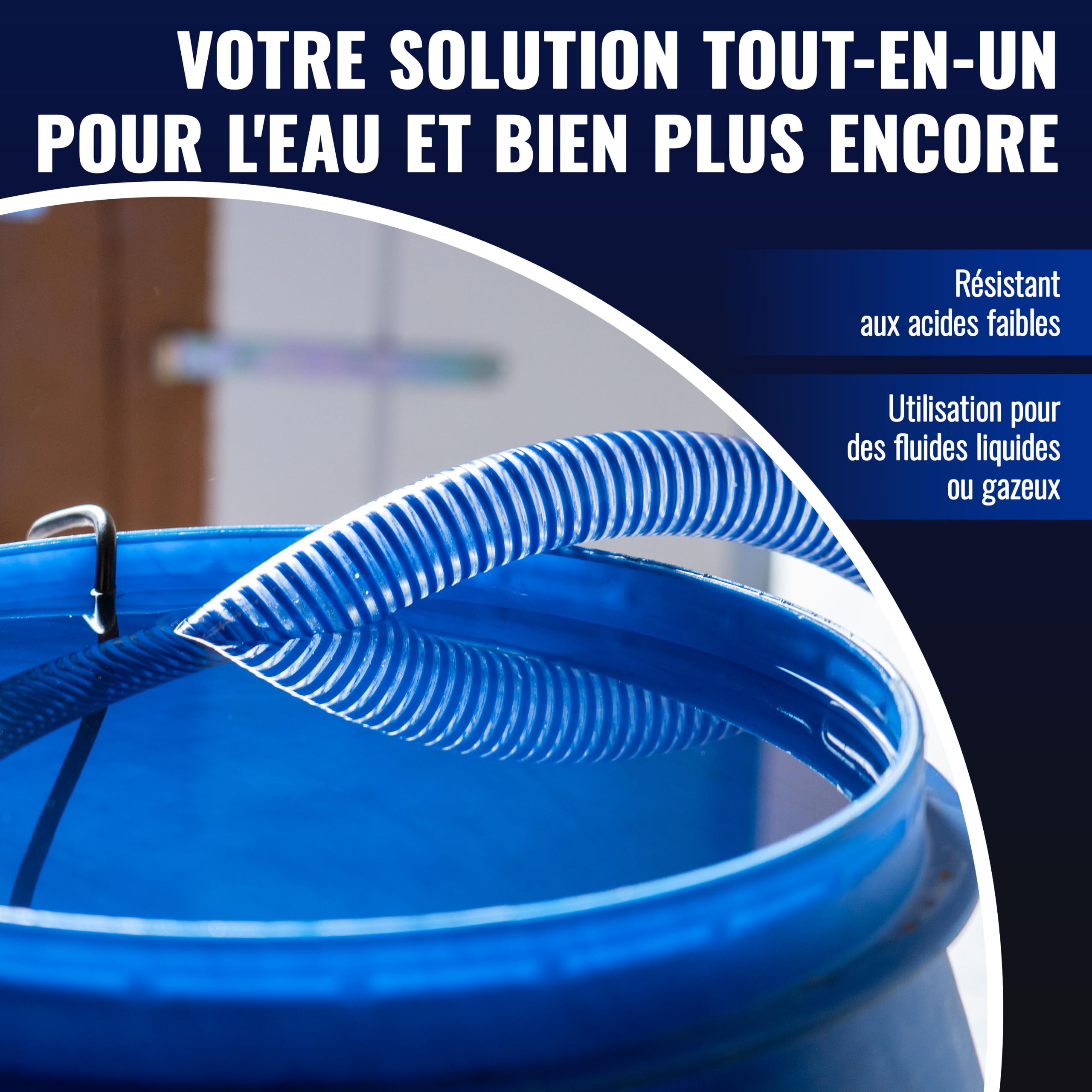 Poppstar PVC Tuyau d’Aspiration 1 pouce Tuyau Spiralé (20m tuyau d'eau avec diamètre intérieur 25mm / extérieur 32mm, 8 bar) Résistant aux UV, au Vide et à la Pression