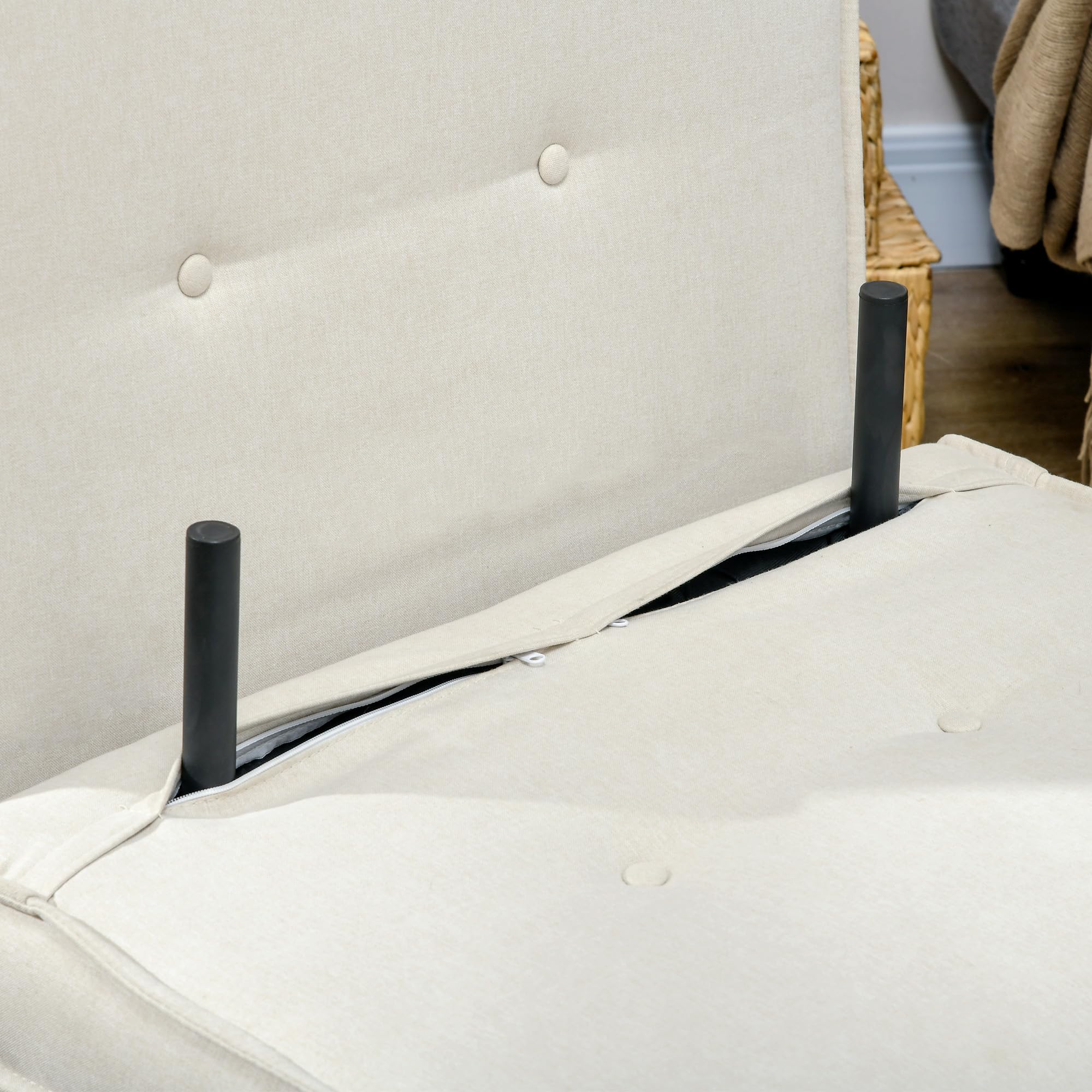 HOMCOM Poltrona Letto Singolo 2 in 1, Schienale Regolabile 6 Livelli, Beige
