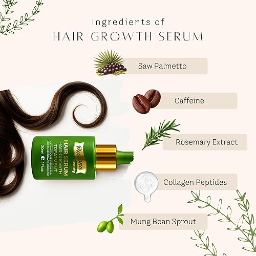 Miniatura 4 de Suero de crecimiento del cabello – Biotina avanzada con cafeína, péptidos, extracto botánico para cabello más grueso, más abundante y más largo,