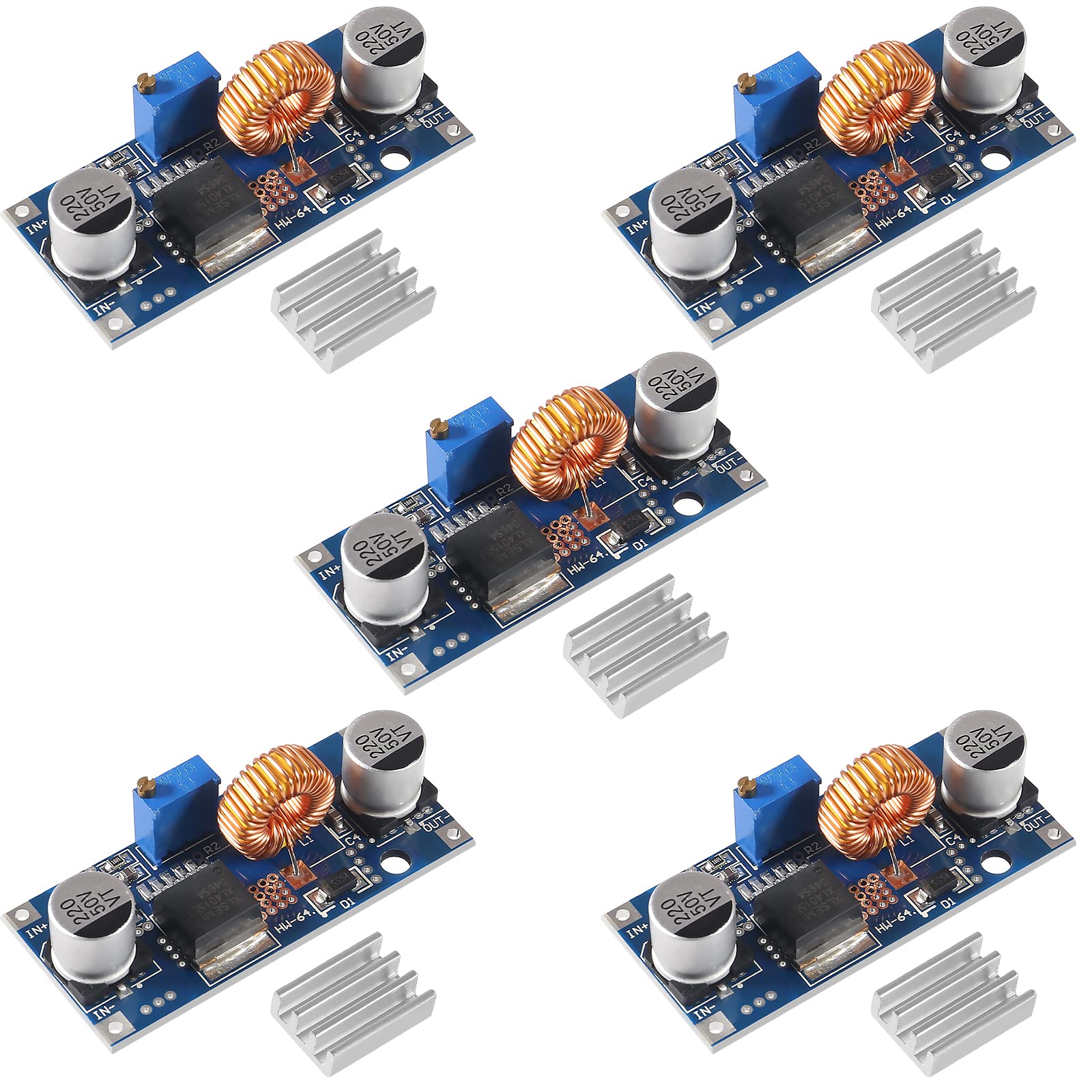 Diitao DC-DC 5A 4-38V Input to 1.25-36V Output Adjustable Step-Down Regulator Module 12V/24V/36V to 3.3V/5V/12V/24V 75W Large Power Voltage Regulator Buck Converter 5PCS-image-3