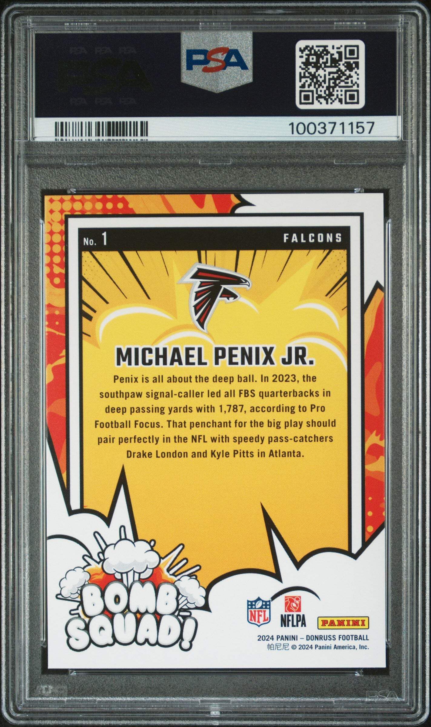 Amazon.com: Graded 2024 Panini Donruss Michael Penix Jr #1 Bomb