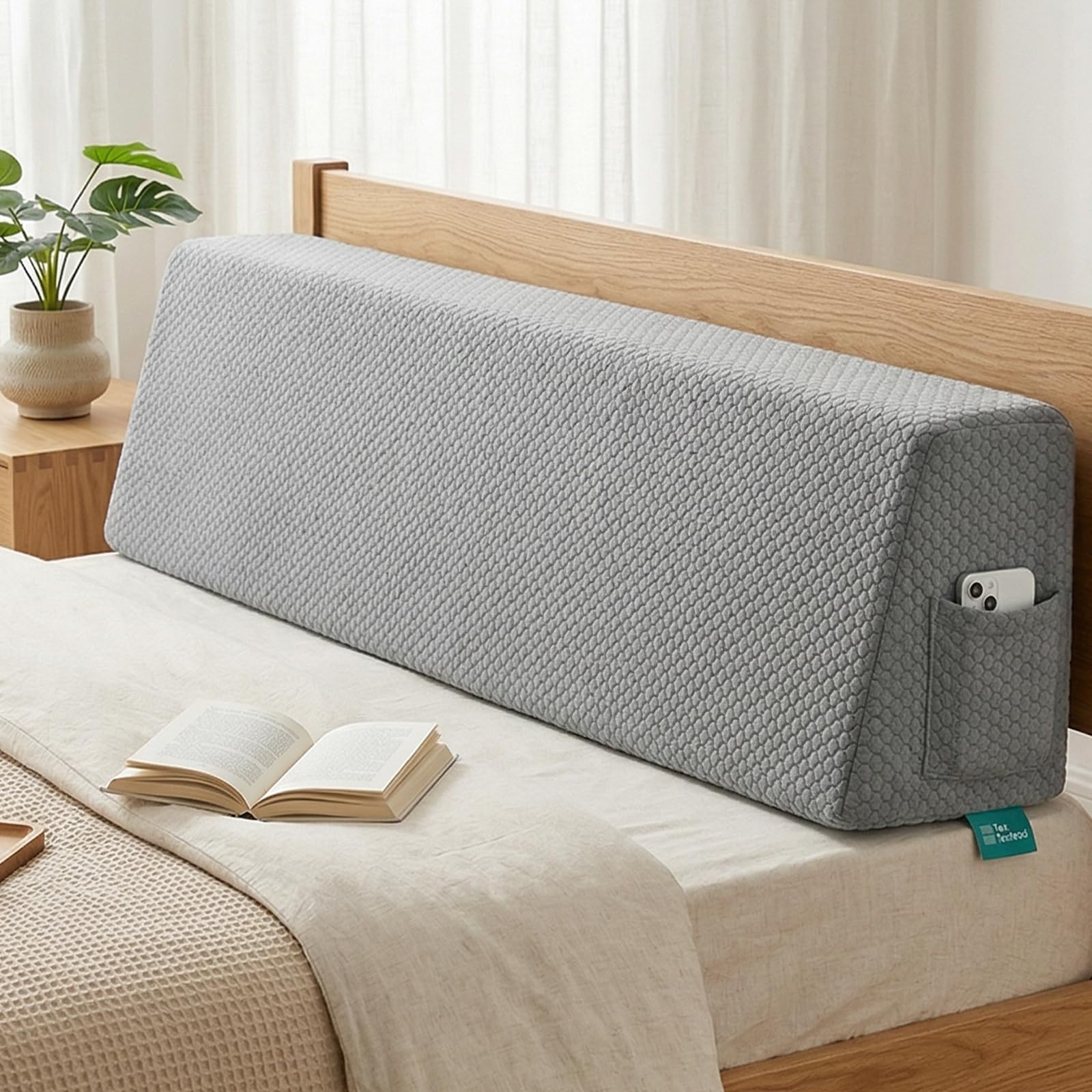 TEXSTEAD 背もたれ クッション 23*30*91cm 腰枕 三角クッション 睡眠サポート 高反発 ウェッジ枕 足上げ 読書用 エス