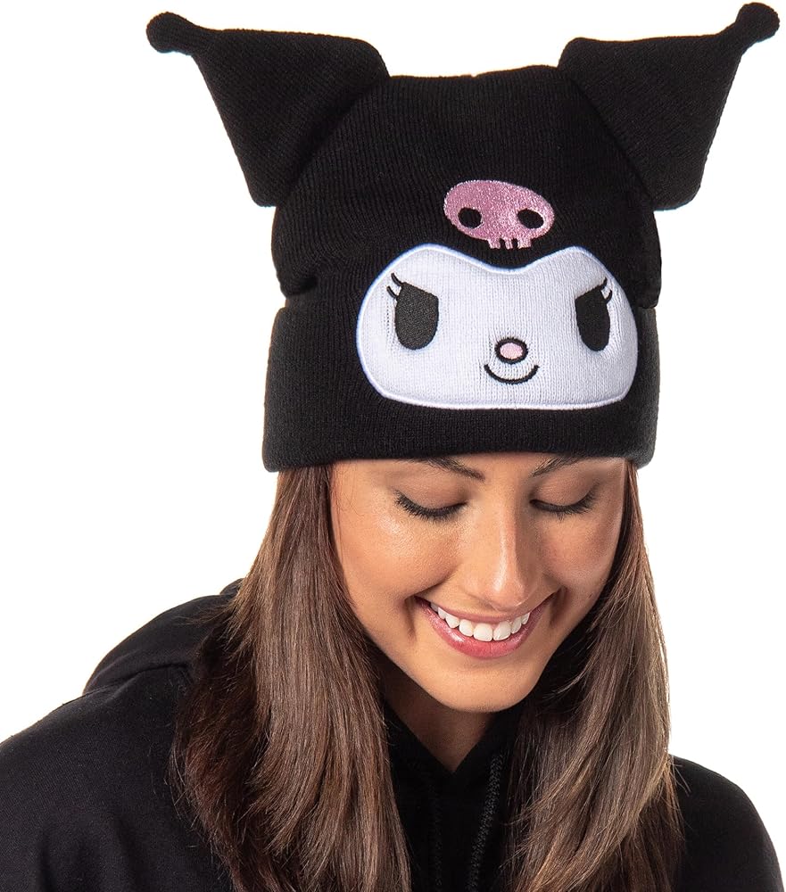 Amazon.com: Bioworld Sanrio Hello Kitty Kuromi Beanie Embroidered