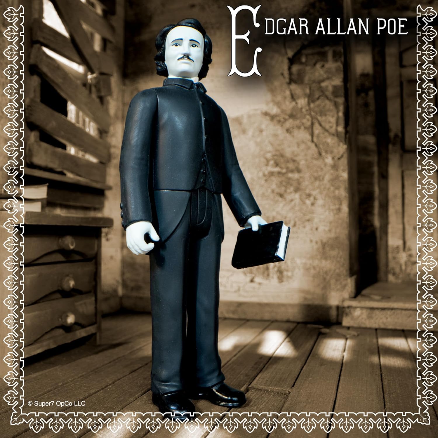 Super7 Edgar Allan Poe (Grayscale) - 3.75" Edgar Allan Poe Action Figure Horror Book Collectibles and Classic Literature Gifts