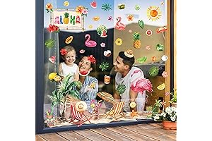 9 Sheets Hawaiian Window Clings Stickers, Aloha Tropical Flamingo