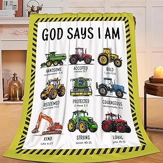 Tractor Throw Blanket Farm Tractor Stuff Gifts for Kids Girls Boys Adults Women Man Soft Cozy Warm Plush Fluffy Fuzzy Fleece Blanket Decor 40''X50''