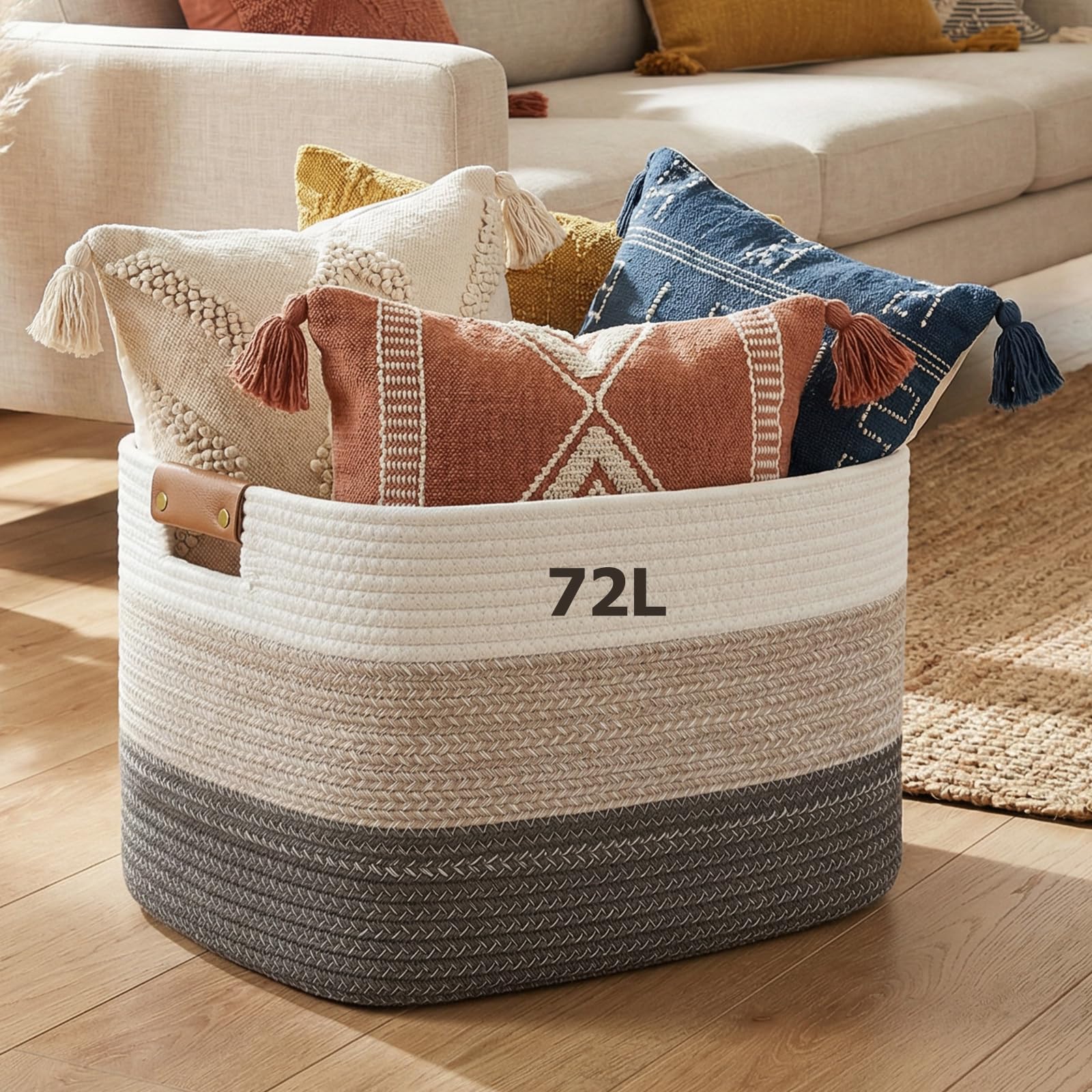 Grand panier de rangement tissé pour jouets et linge de la chambre d'enfant