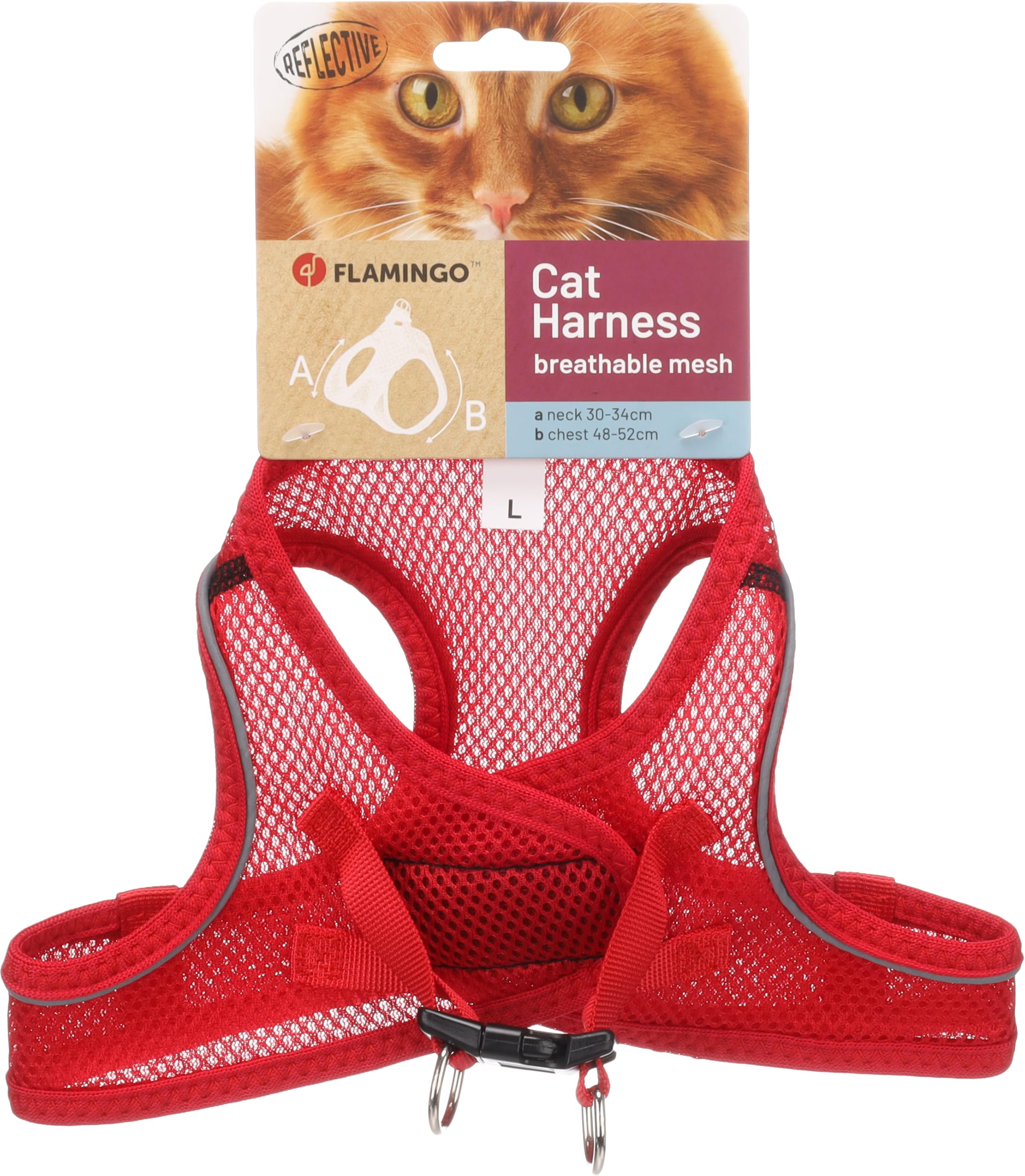 Cat Harness Step&Go Berta Red L 30-34cm 48-52cm
