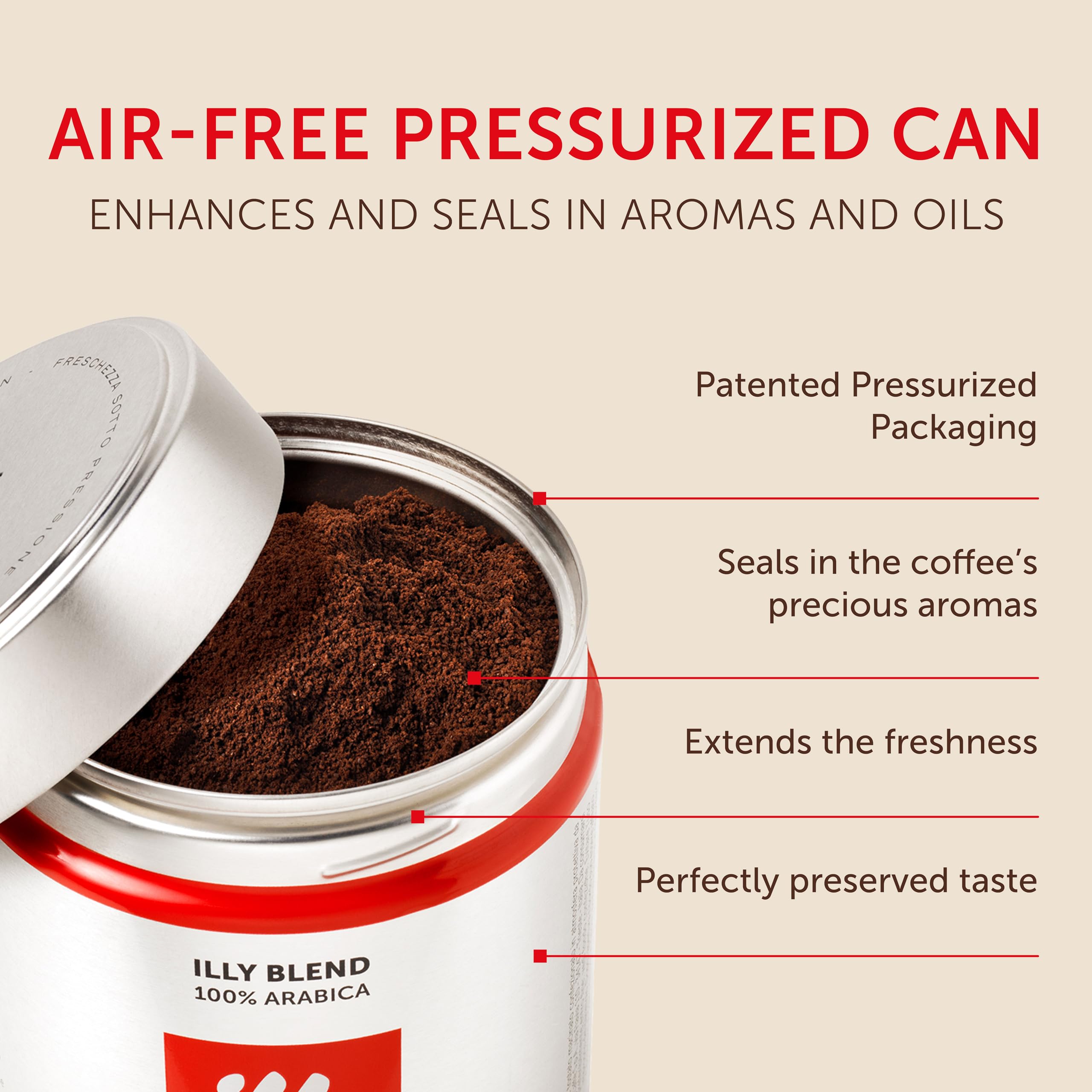 illy Kawa mielona do garnków na kubki CLASSICO palona, 100% Arabica z nutami kwiatu pomarańczy i jaśminu, miękki i słodki smak, 12 opakowań po 250 g (łącznie 3 kg)