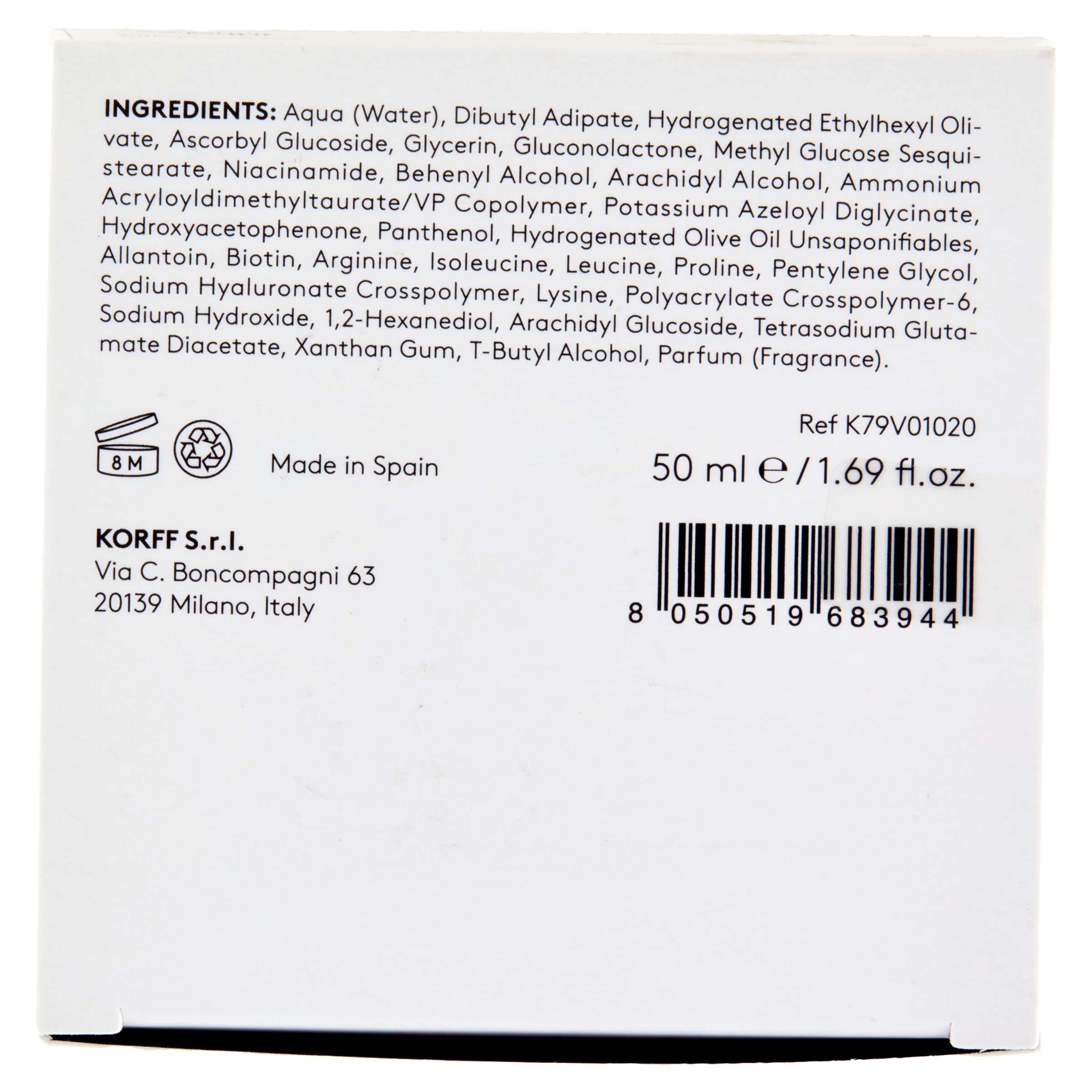 Korff Supreme Pro Crema Viso Matt, Ristrutturante e Antirughe, con Acido Ialuronico, per Tutti i Tipi di Pelle, Confezione da 50 ml