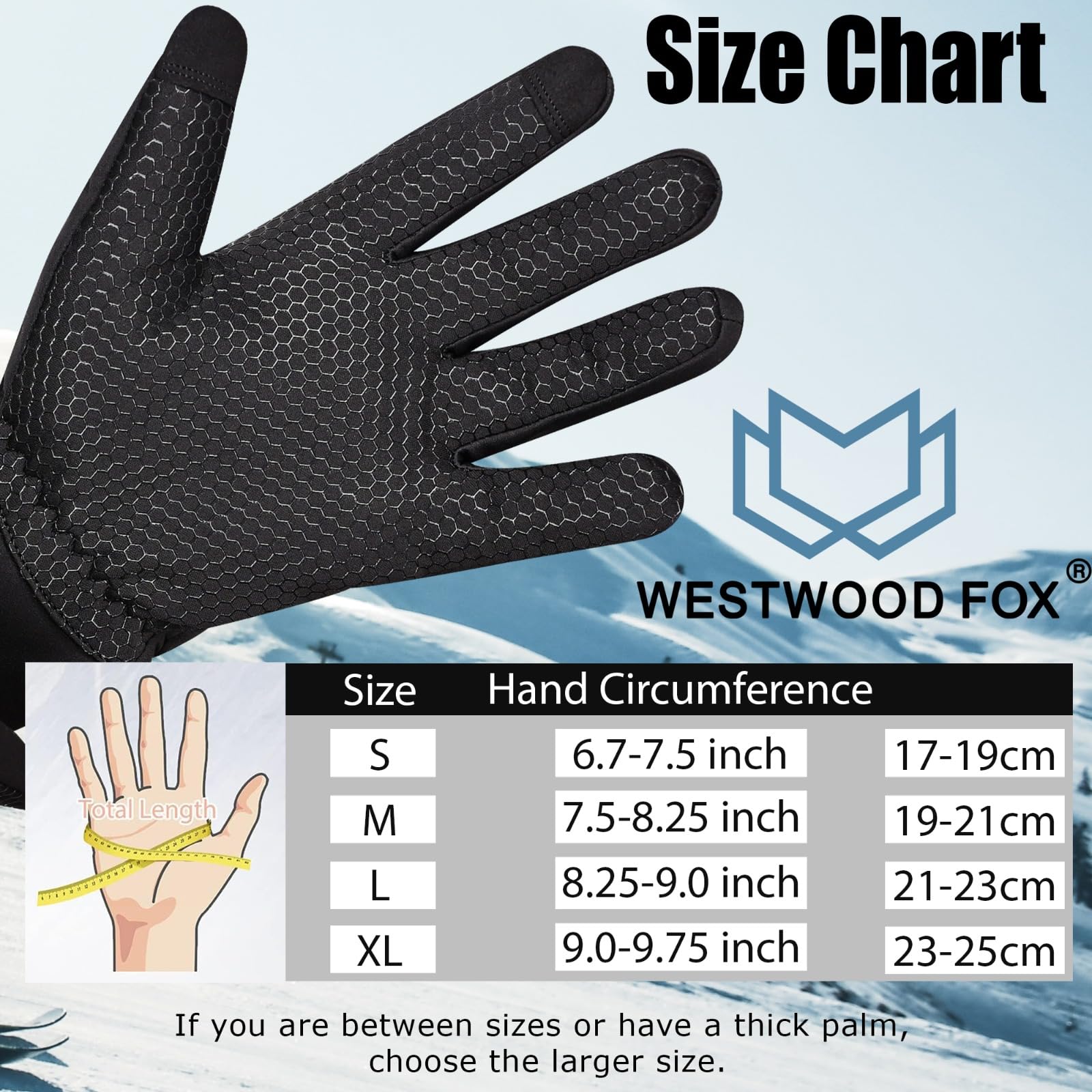 WESTWOOD FOX Wodoodporne rękawiczki rowerowe Termiczne rękawiczki zimowe TouchScreen Antypoślizgowe Wiatroszczelne rękawiczki męskie Prezenty dla mężczyzn Kobiety