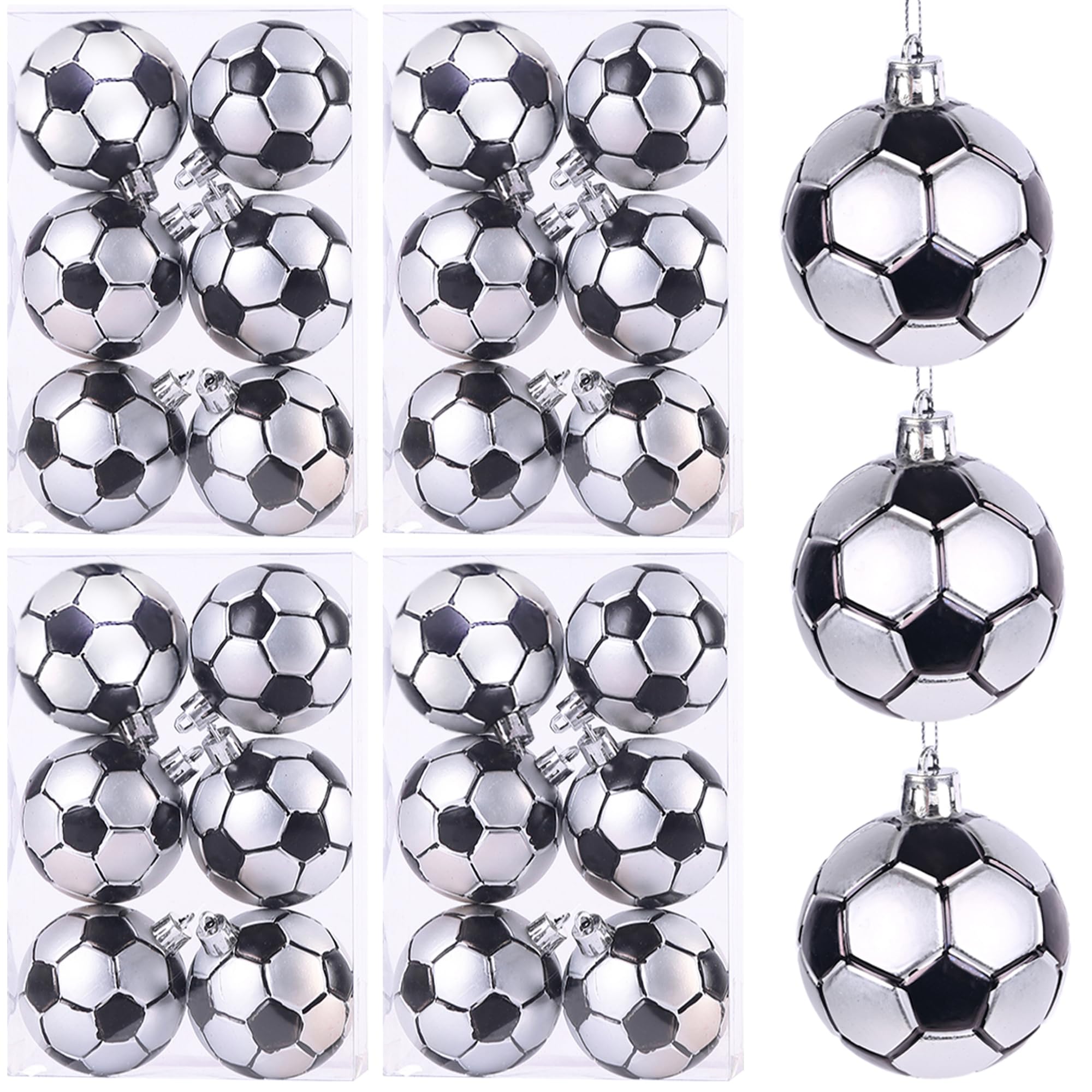 Boules de Noël football 6 cm incassables pour un sapin thématique sans stress