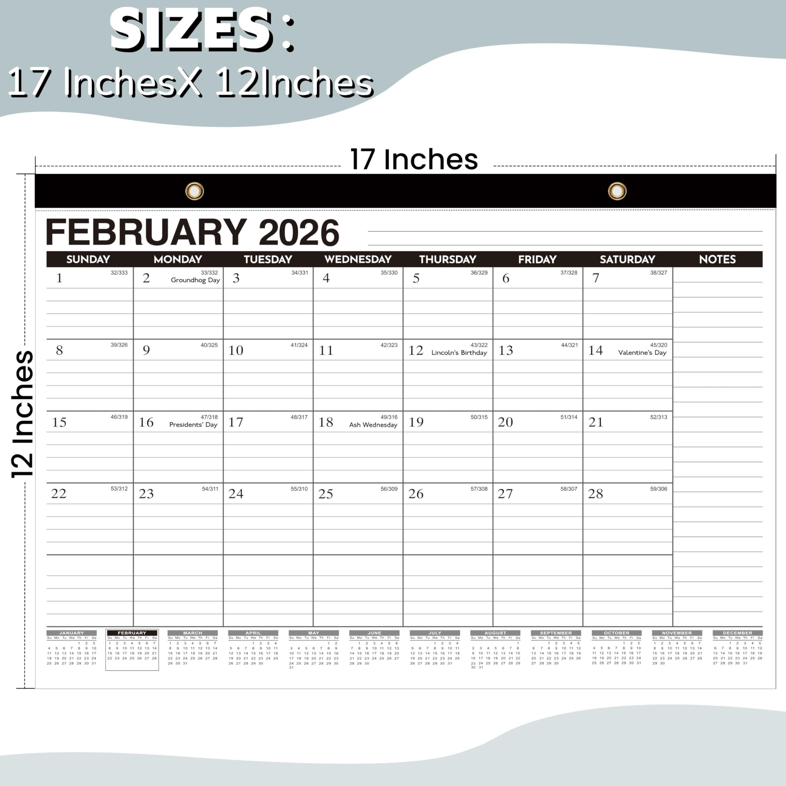 Tischkalender 2026–2027 – 18 Monate Wandkalender, Januar 2026 – Juni 2027, 43,2 x 30,5 cm, reichlich Platz, Kunststoffeinband, großer Monatskalender, perfekt für Zuhause, Büro und Schule, einfache
