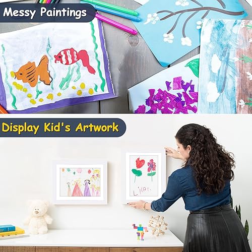 Miniatura 7 de Paquete de 4 Marco de arte para niños, marcos de arte para niños, de 8.5 x 11 pulgadas, con apertura frontal, intercambiables, marco de