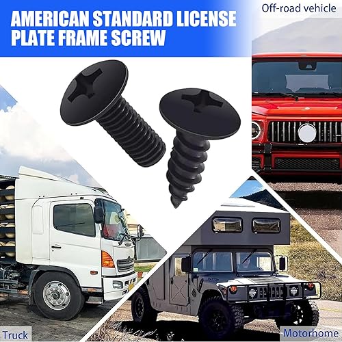 Miniatura 6 de Kit de 8 tornillos para matrícula, pernos de acero inoxidable M6, sujetadores de matrícula estándar estadounidense, repuesto de tornillos Phillips