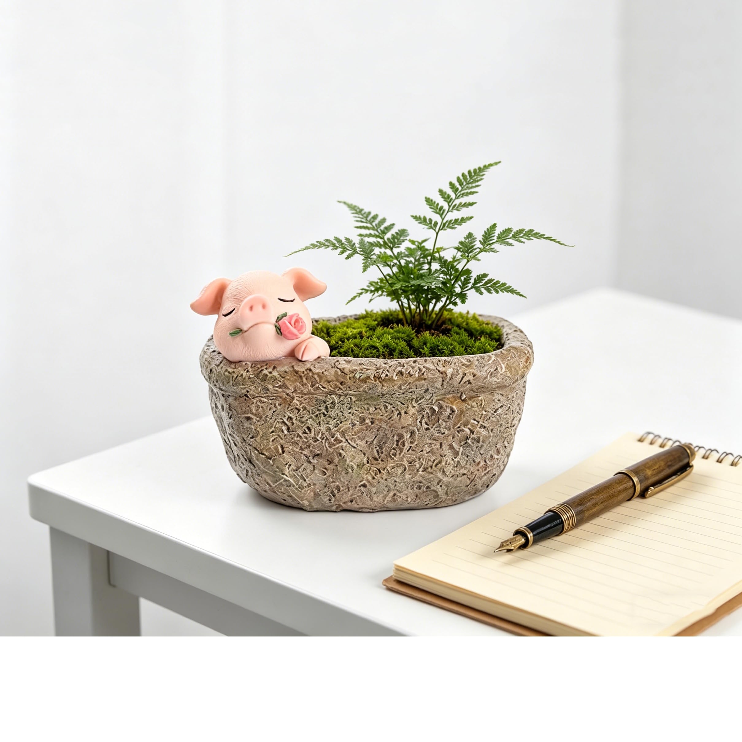 Youfui Rose Pig Home Decor Pot, Succulent Planter Flowerpot Decor For Home Office Desk (Rose Pig)