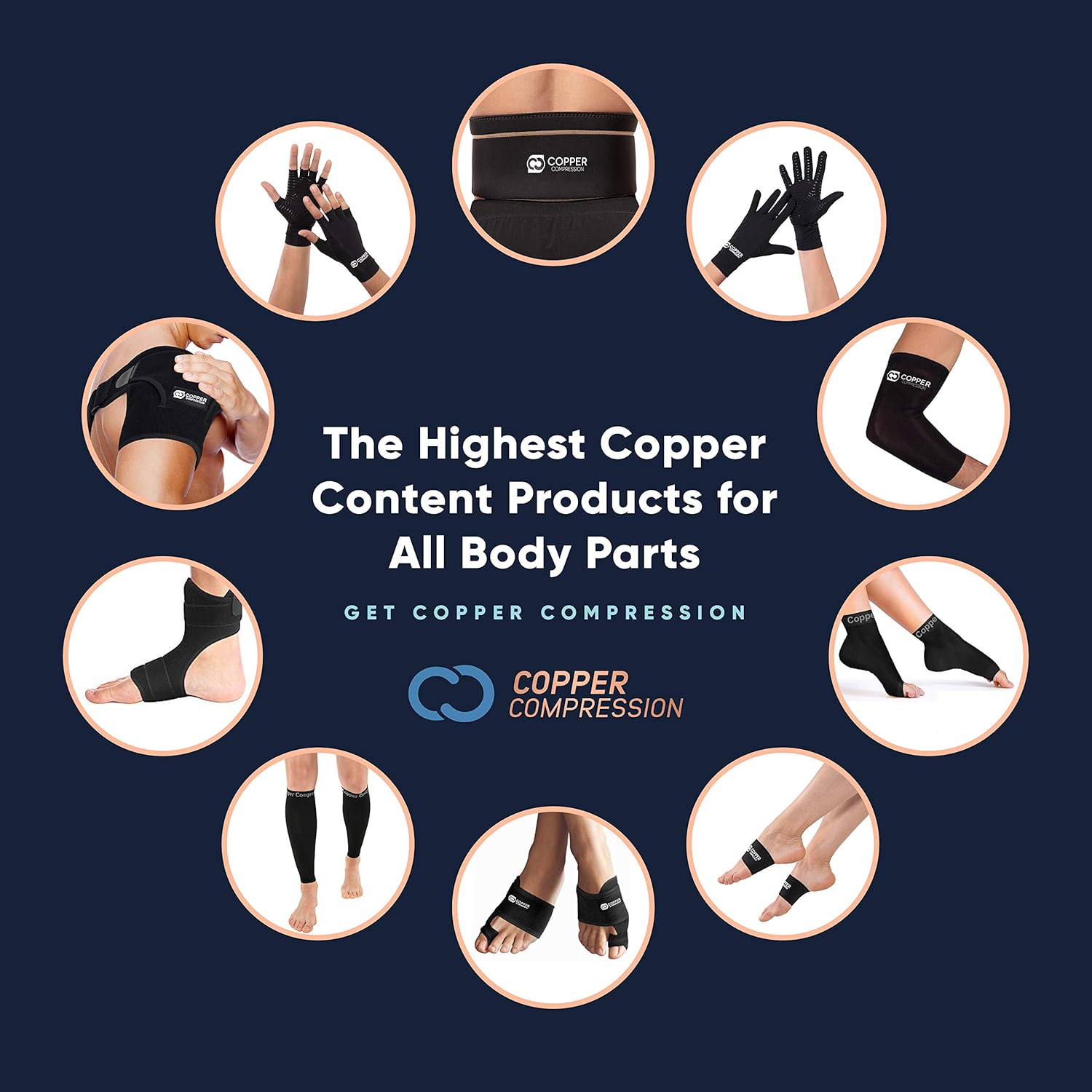 Copper Compression Elbow Immobilizer Brace for Men and Women. Support Cubital Tunnel Syndrome, Ulnar Nerve, Tendonitis, Tennis + Golfers Elbow, Sleeping. Adjustable Arm Splint Stabilizer + Protector : Health & Household