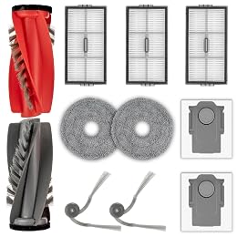 (11 Pack) Saros 20 Accessories Kit Replacement Parts for Roborock Saros 20, Saros 10R, Qrevo CurvX, Qrevo Curv 2 Pro, 2 Roller Brushes, 2 Side Brushes, 2 Dust Bags, 3 HEPA Filters, 2 Mop Pads