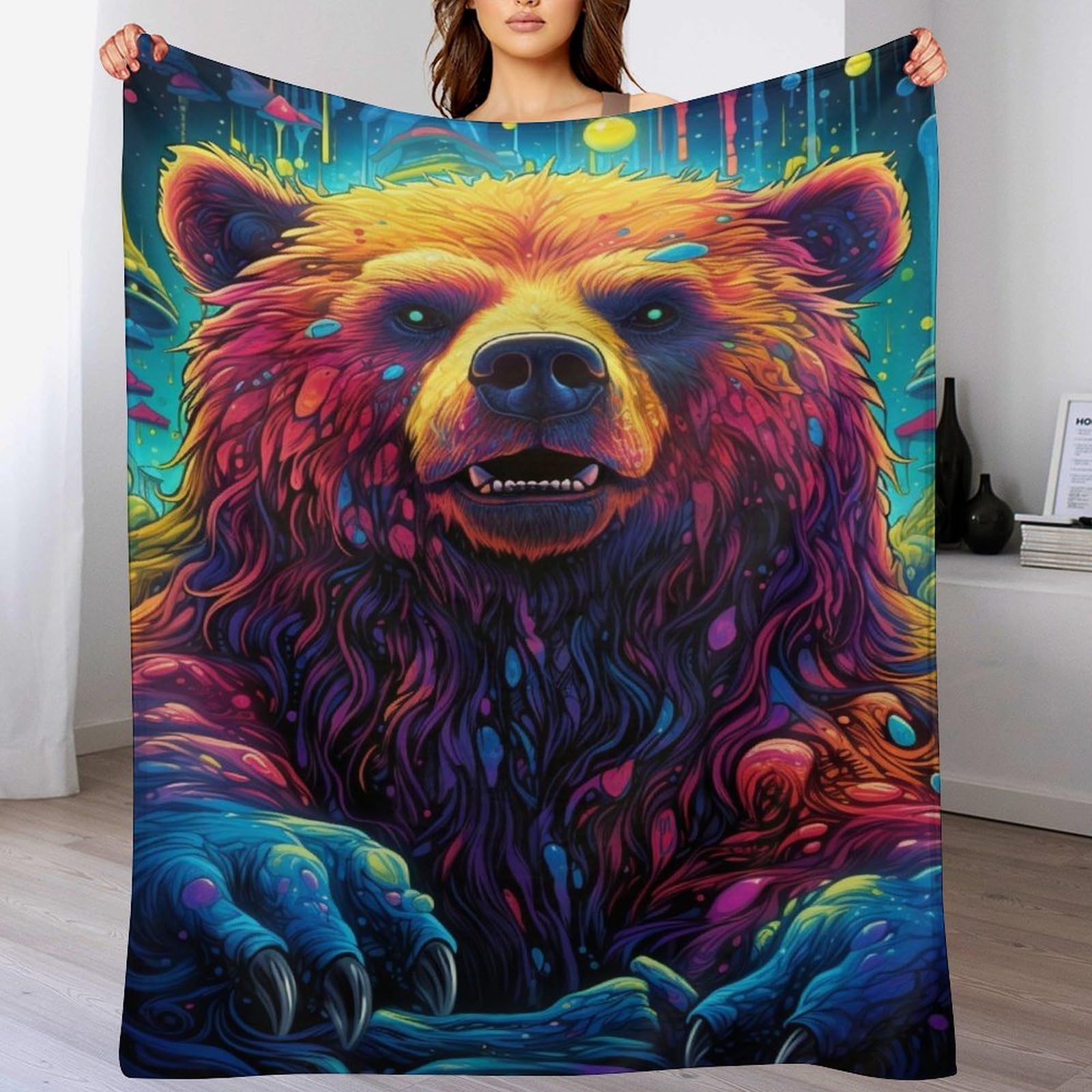 Manta de oso de franela mullida para ropa de cama y dormitorio