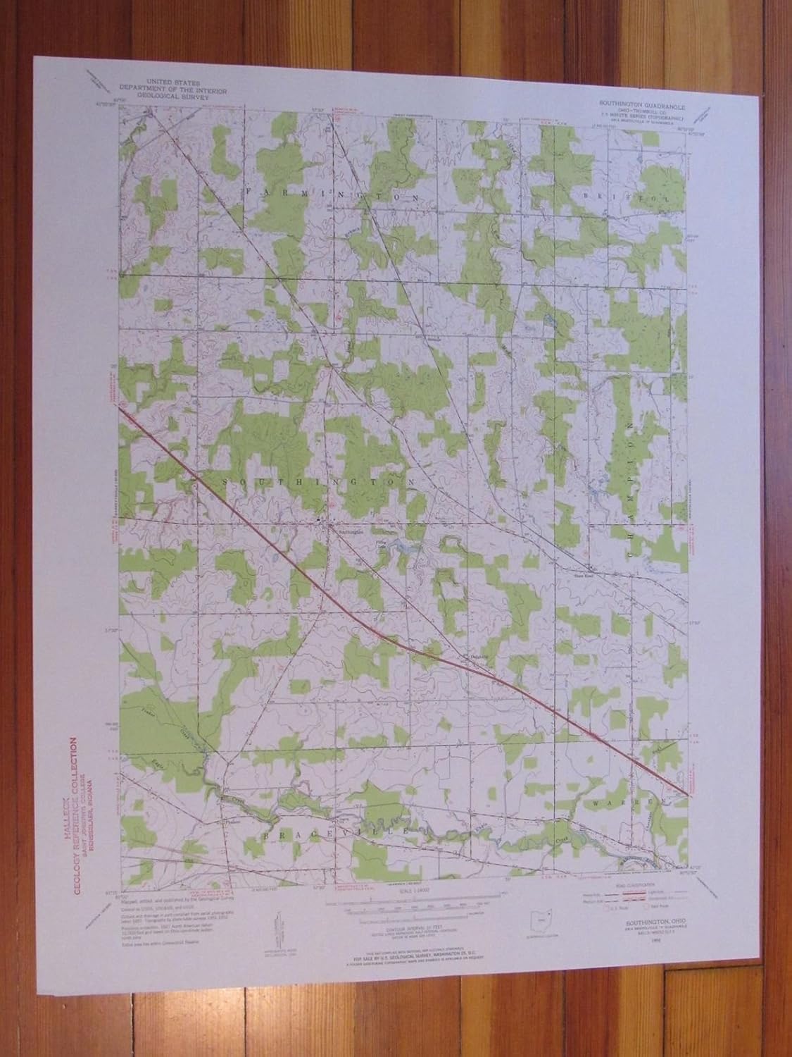Southington Ohio 1954 Original Vintage USGS Topo Map Collectibles & Fine Art