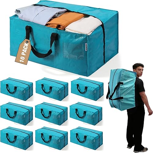 Miniatura 19 de WORKPRO Paquete de 6 bolsas de mudanza extra grandes con cremalleras y asas de transporte, correas de mochila, bolsa de almacenamiento resistente