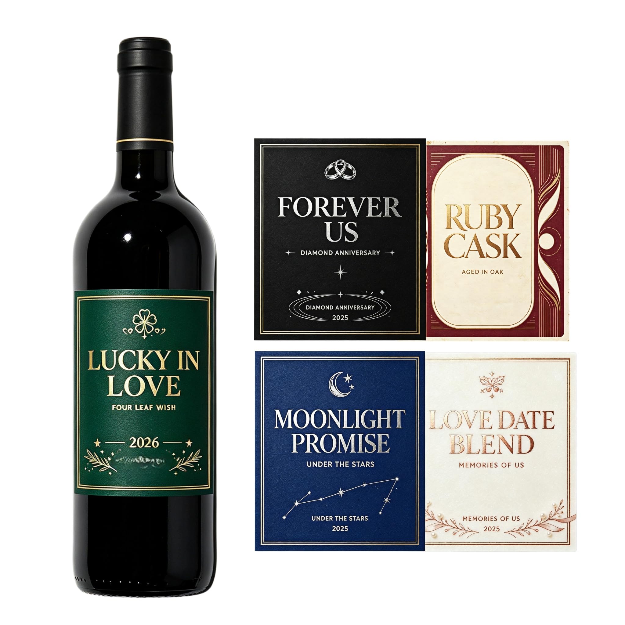 Custom Wine Label Stickers - Personalised Gold Foil Bottle Labels for Any Occasions