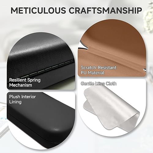 Miniatura 6 de Glasses Case Large Hard Shell Eyeglasses Case PU Leather Protective for glasses 6.2" L x 2.4" W x 1.4" H