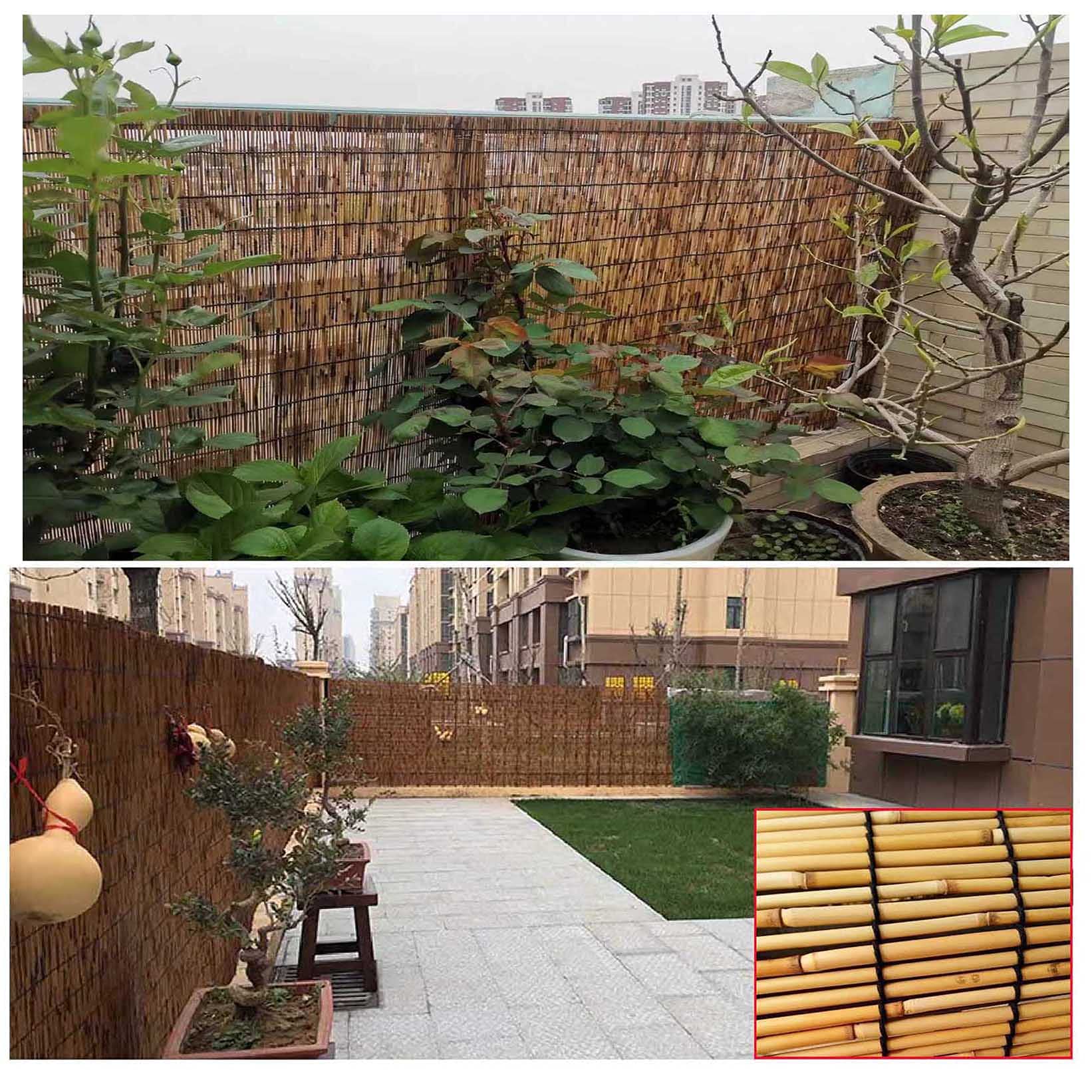 Rotolo di recinzione in bambù – Tappetino per esterni in canna di bambù per terrazza e tende, design con bordo rilegato per una facile installazione