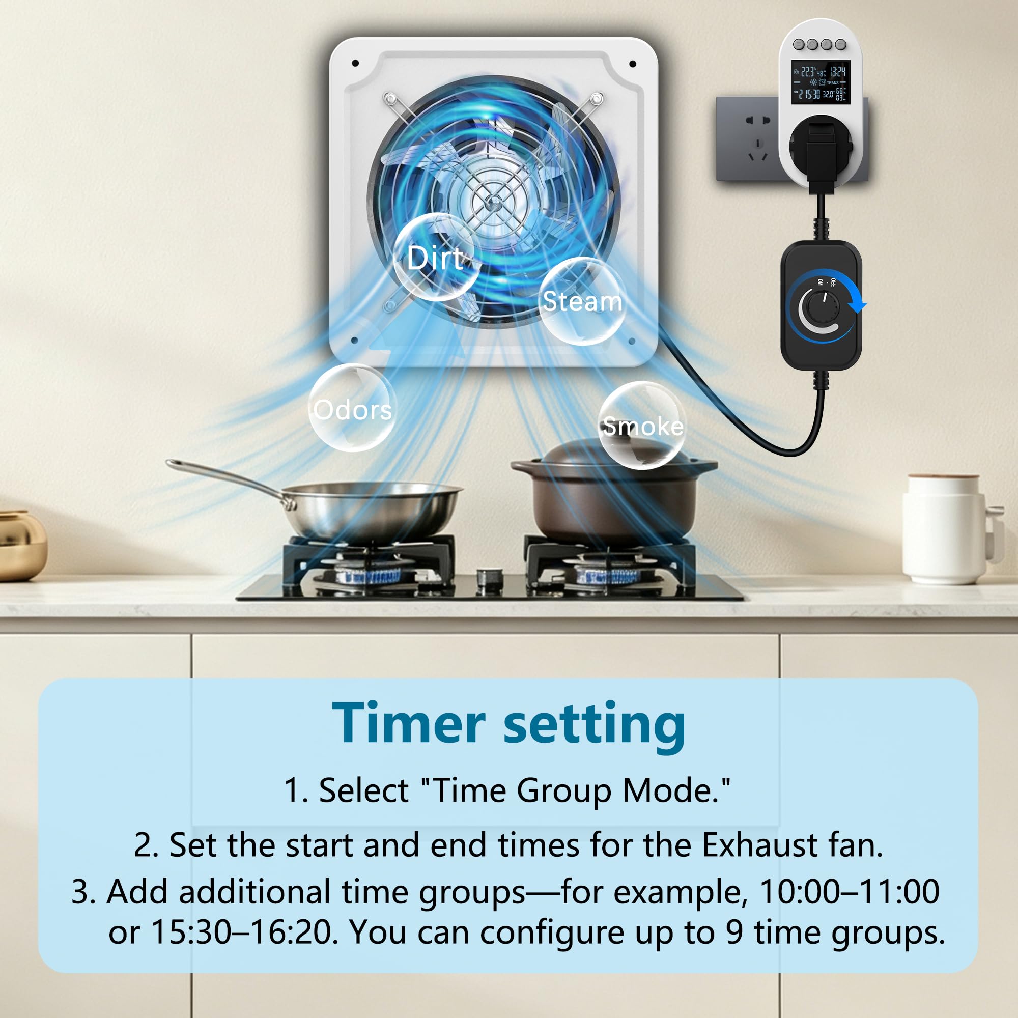 Aygrochy Ventilateur d'extraction d'air 150 mm avec prise intelligente - Silencieux - 527 m³/h - Ventilateur mural industriel avec clapet anti-retour pour serres, salle de bain, cuisine, garage, loft