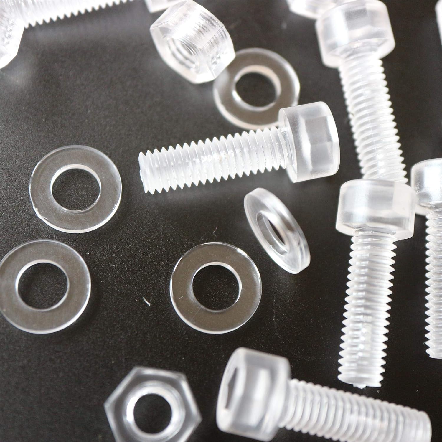 50x Clear Polycarbonate Socket Head Machine Screws M6x20mm, Plastic Nuts, Bolts & Washers (15/64 x 25/32 in)