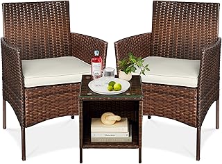 Best Choice Products 3-Piece Outdoor Wicker Conversation Bistro Set, Spa...