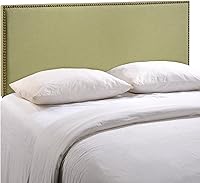 Vista 34 de Modway Region - Cabecero tapizado de tela de lino con ribete de cabeza de clavo, Madera