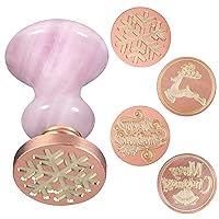 Vista 11 de rockcloud Juego de sellos de cera, 4 sellos de cera de sellado de cobre con 1 mango de sello de obsidiana negra para tarjetas, sobres, decoración