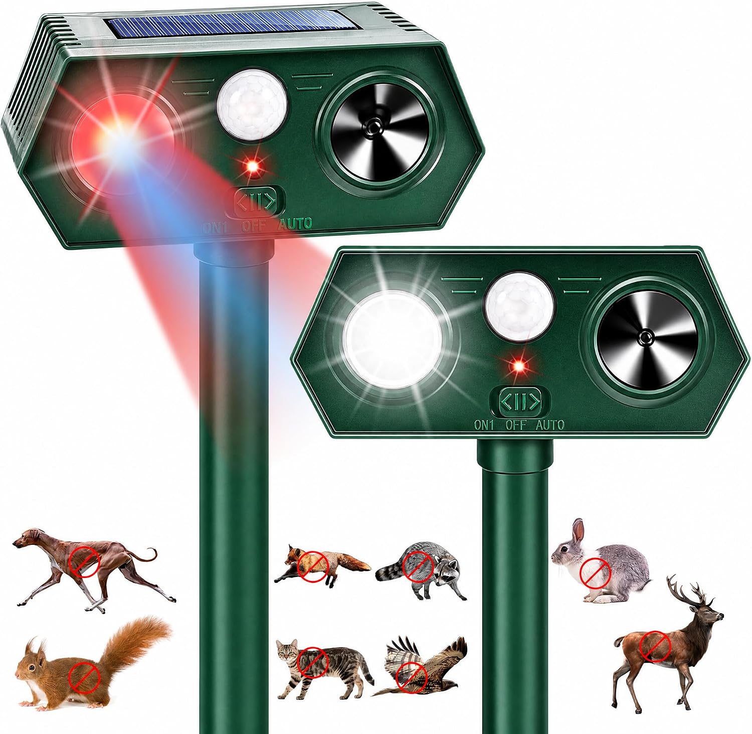 2Pack Upgraded Raccoon Fortress Pro Sonic Fortress Pro Deer Repeller Solar Ultra