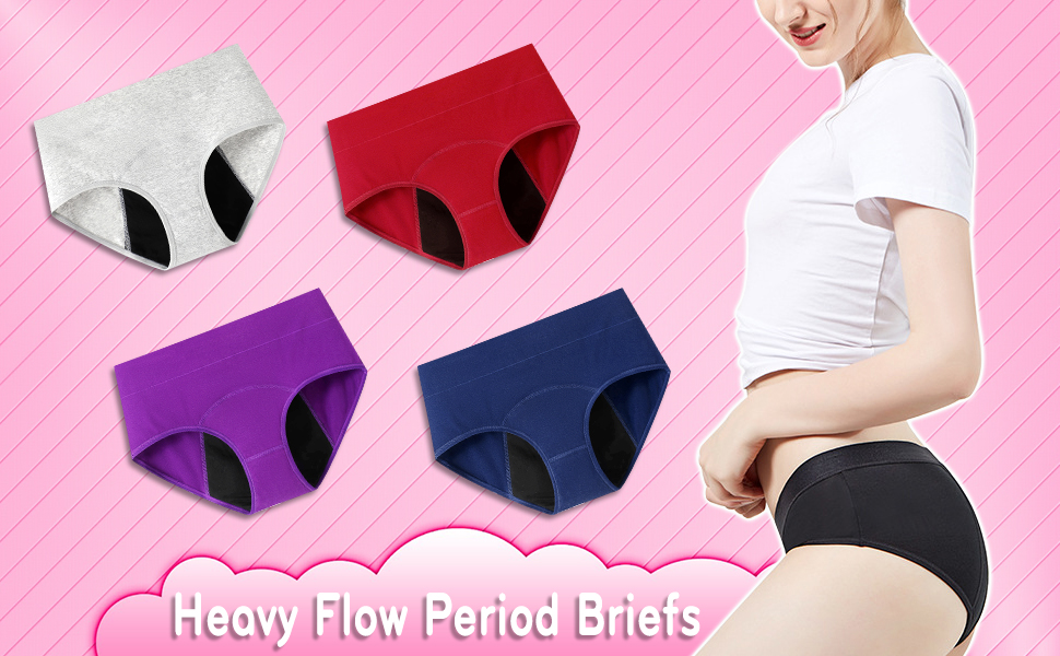 Anntry Mutande Assorbenti Mestruali =3-4 tamponi - Lavabile Riutilizzabile - Cotone - Periodico - Slip per Ciclo Mestruale - Mestruazioni - Donna Intimo Periodo mestruale